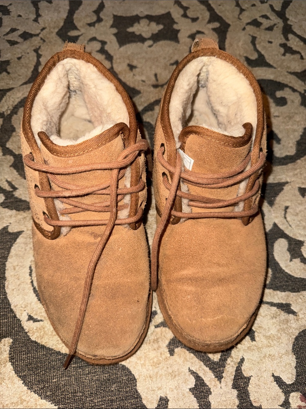 UGG Men's Casual Brown Suede Lace-Up Boots with Plush Lining
